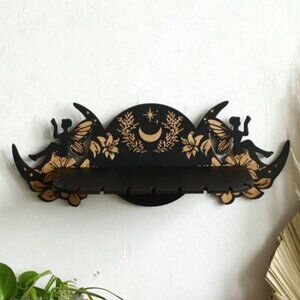 NEW! Double Fairy with the Moon Crystal & Gemstone Wall Mounted Display Shelf!